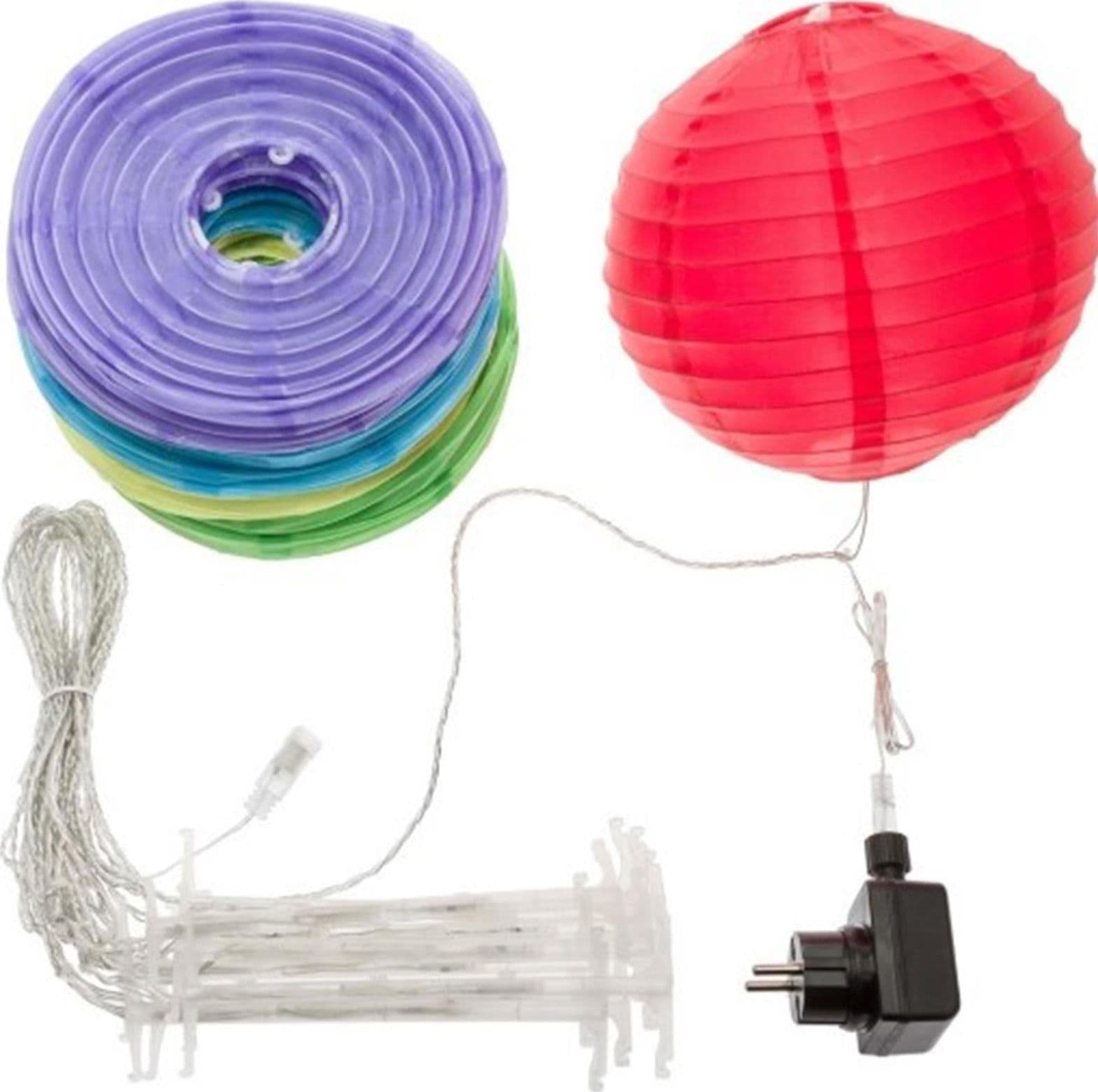 CATENA 10 LANTERNE MULTI COLOR 30 LED PROLUNGABILE 24 V 8 MT DA GIARDINO ESTERNO