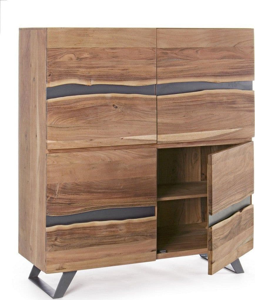 Credenza "Aron" con struttura in legno di acacia e gambe in acciaio, stile moderno in Credenze Decor Space - Altamura, commercioVirtuoso.it