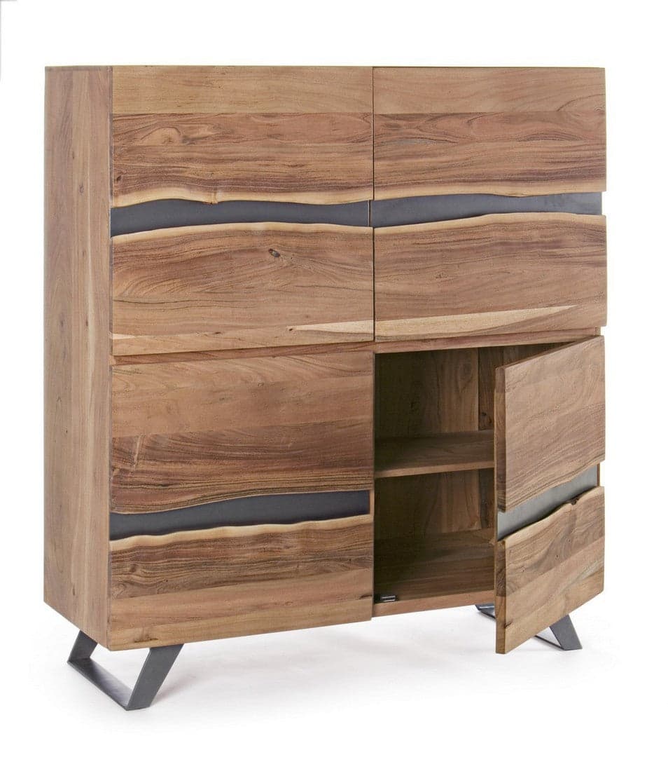 Credenza "Aron" con struttura in legno di acacia e gambe in acciaio, stile moderno in Credenze Decor Space - Altamura, commercioVirtuoso.it