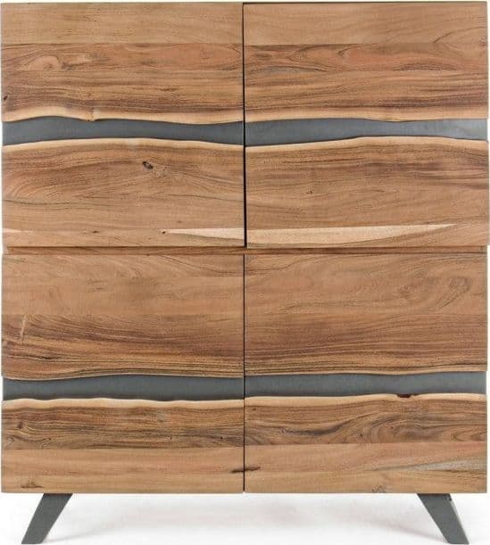 Credenza "Aron" con struttura in legno di acacia e gambe in acciaio, stile moderno in Credenze Decor Space - Altamura, commercioVirtuoso.it