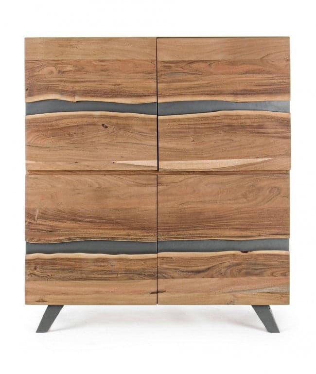 Credenza "Aron" con struttura in legno di acacia e gambe in acciaio, stile moderno in Credenze Decor Space - Altamura, commercioVirtuoso.it
