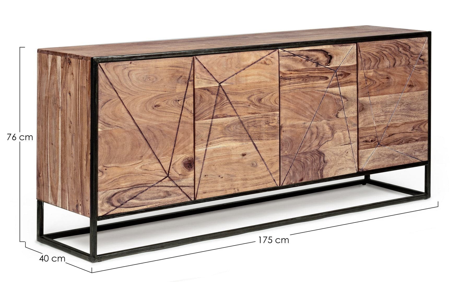 Credenza "Aron" con struttura in legno di acacia e gambe in acciaio, stile moderno in Credenze Decor Space - Altamura, commercioVirtuoso.it