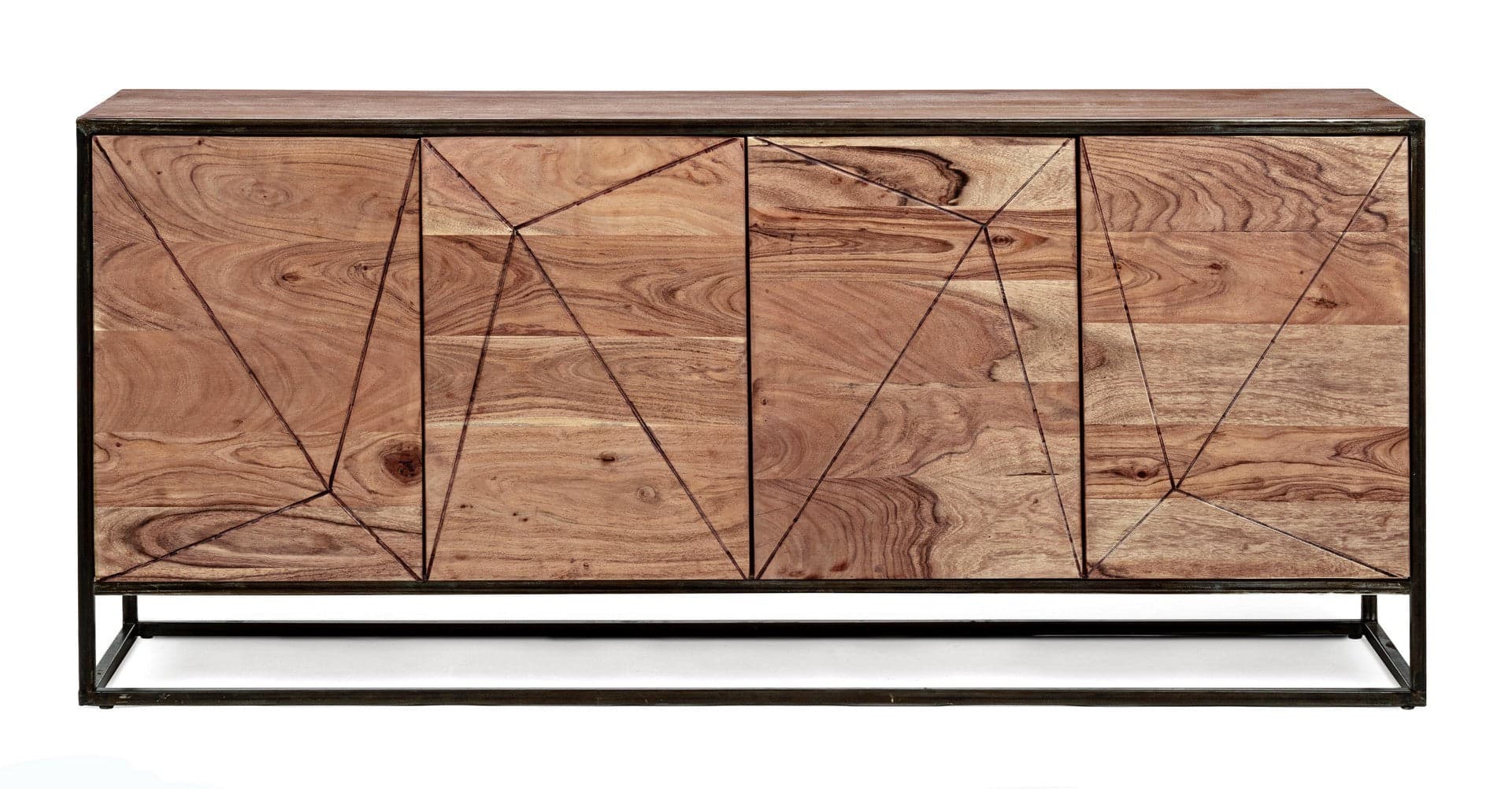 Credenza "Aron" con struttura in legno di acacia e gambe in acciaio, stile moderno in Credenze Decor Space - Altamura, commercioVirtuoso.it