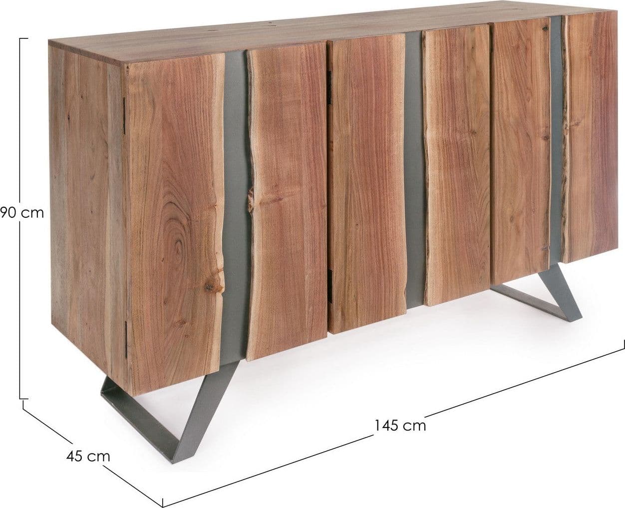 Credenza "Aron" con struttura in legno di acacia e gambe in acciaio, stile moderno in Credenze Decor Space - Altamura, commercioVirtuoso.it