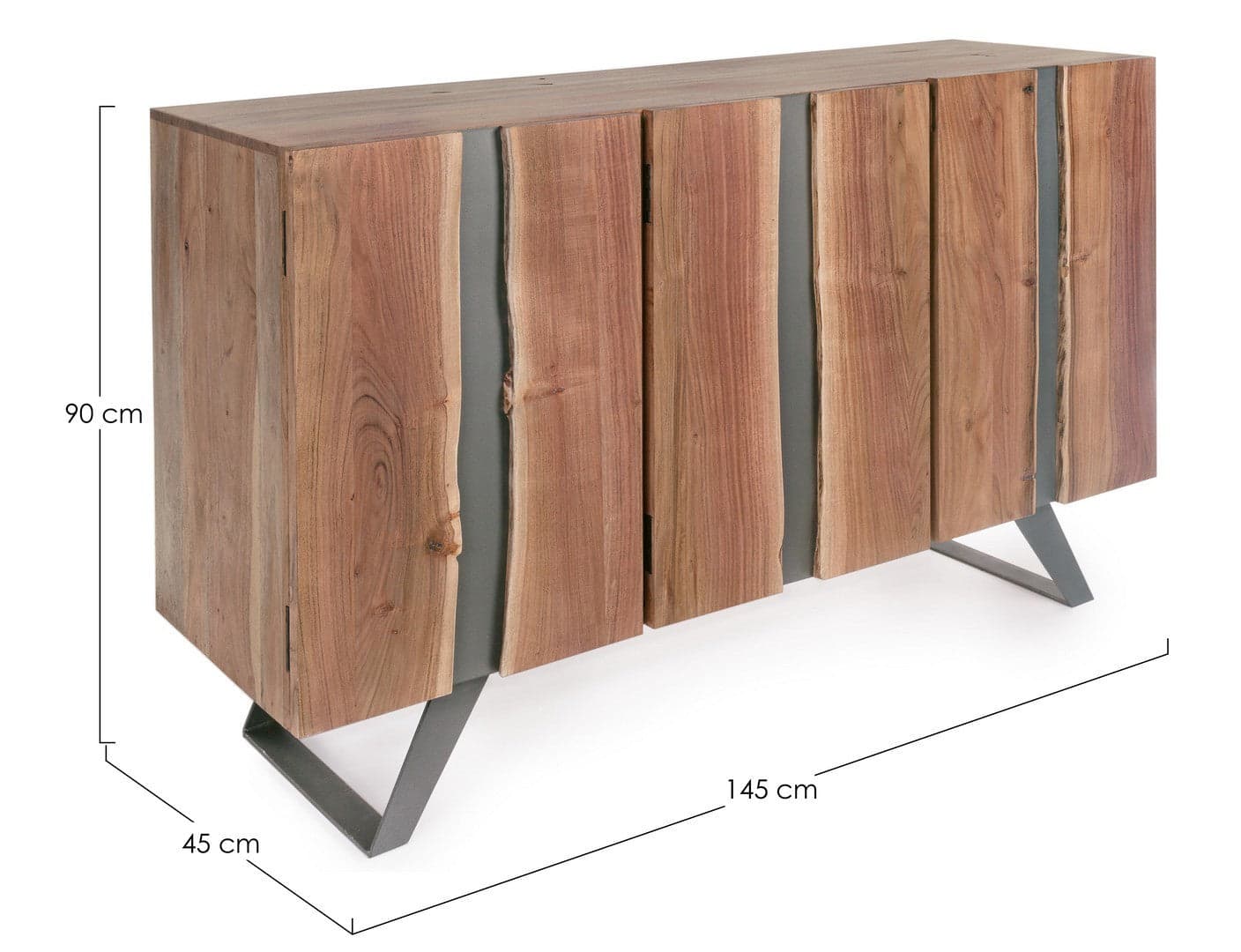 Credenza "Aron" con struttura in legno di acacia e gambe in acciaio, stile moderno in Credenze Decor Space - Altamura, commercioVirtuoso.it