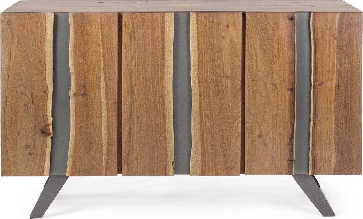 Credenza "Aron" con struttura in legno di acacia e gambe in acciaio, stile moderno in Credenze Decor Space - Altamura, commercioVirtuoso.it