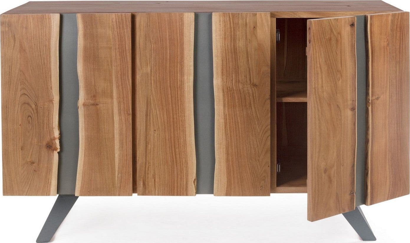 Credenza "Aron" con struttura in legno di acacia e gambe in acciaio, stile moderno in Credenze Decor Space - Altamura, commercioVirtuoso.it