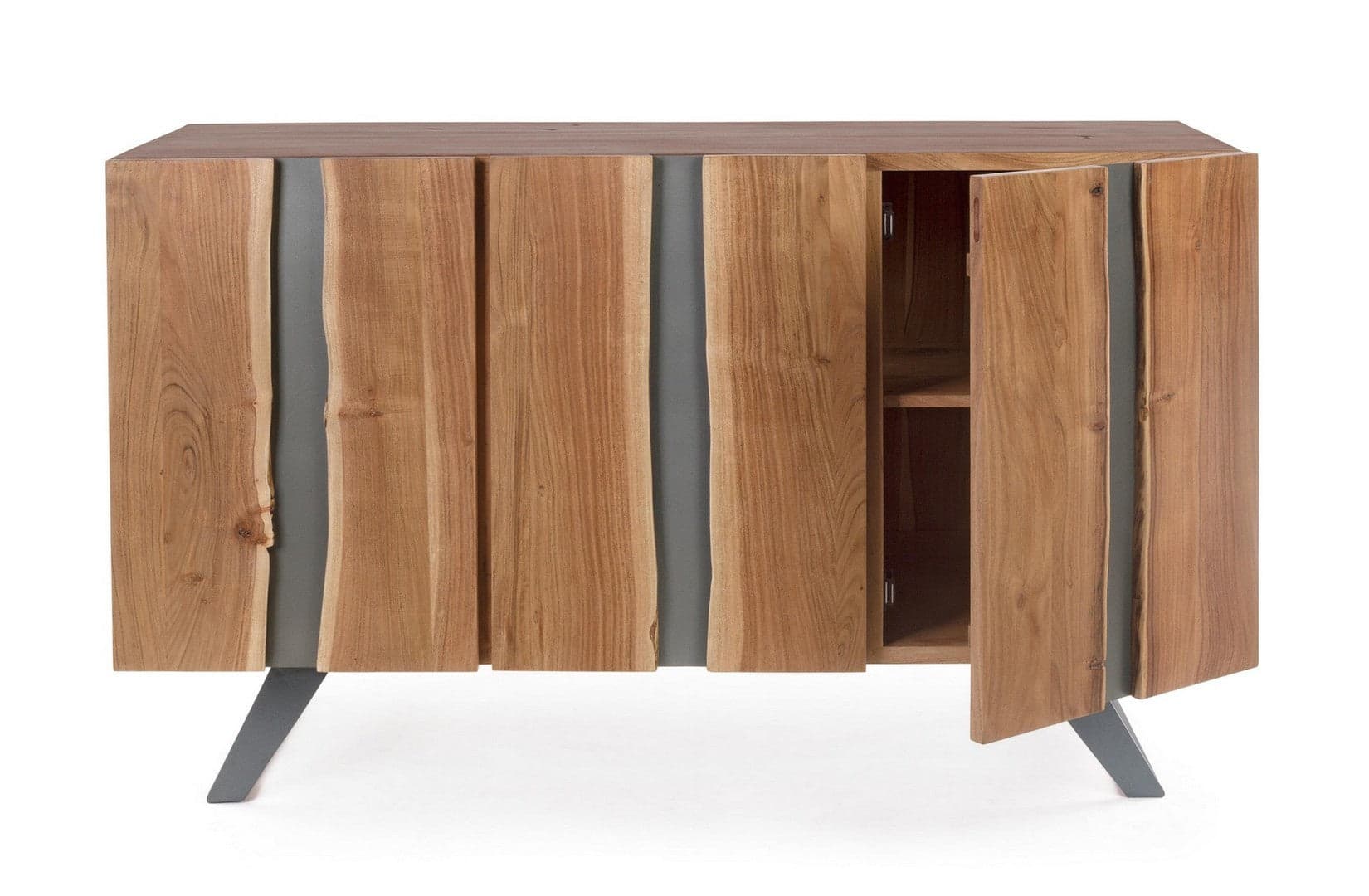 Credenza "Aron" con struttura in legno di acacia e gambe in acciaio, stile moderno in Credenze Decor Space - Altamura, commercioVirtuoso.it