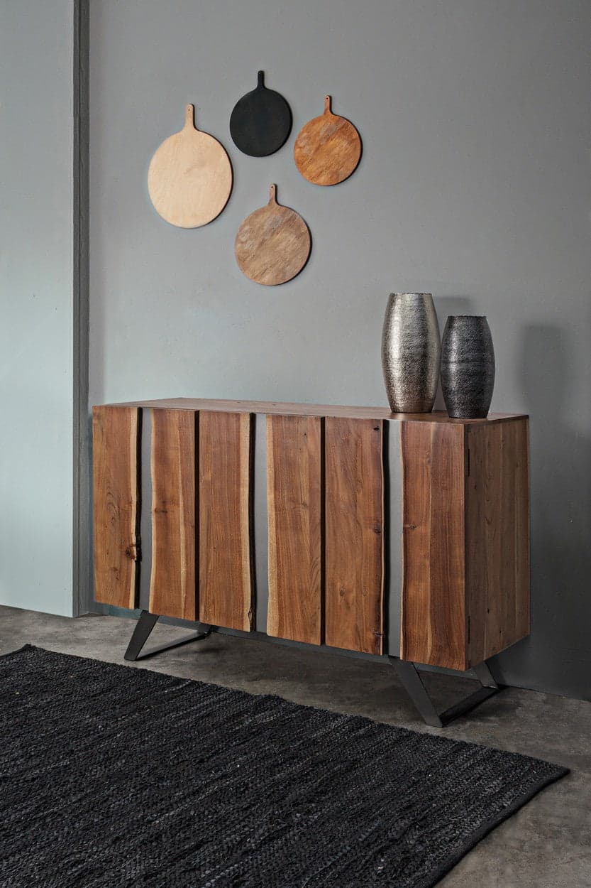 Credenza "Aron" con struttura in legno di acacia e gambe in acciaio, stile moderno in Credenze Decor Space - Altamura, commercioVirtuoso.it