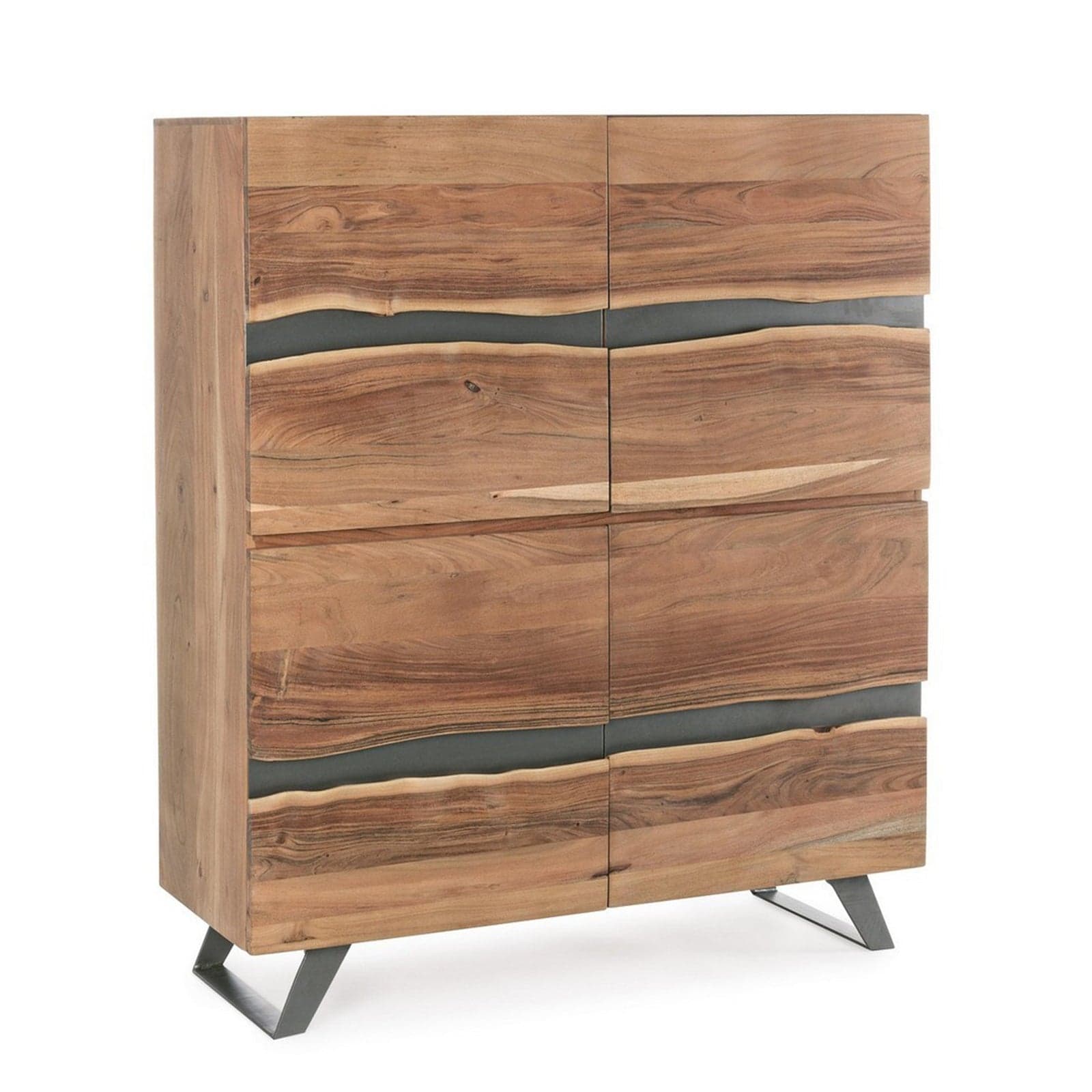 Credenza "Aron" con struttura in legno di acacia e gambe in acciaio, stile moderno in Credenze Decor Space - Altamura, commercioVirtuoso.it