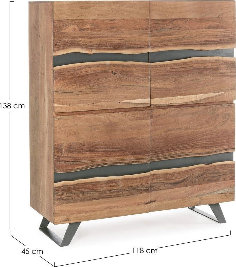 Credenza "Aron" con struttura in legno di acacia e gambe in acciaio, stile moderno in Credenze Decor Space - Altamura, commercioVirtuoso.it