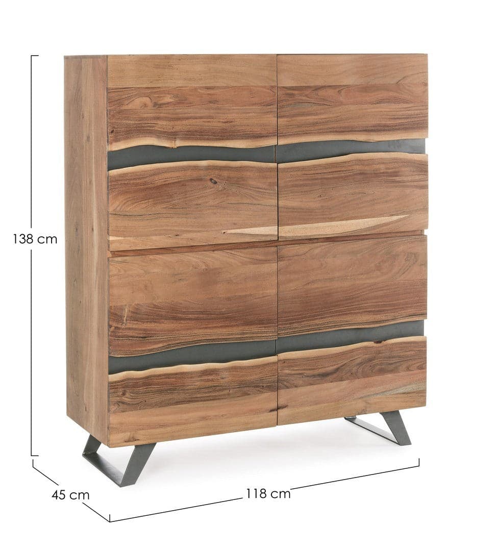 Credenza "Aron" con struttura in legno di acacia e gambe in acciaio, stile moderno in Credenze Decor Space - Altamura, commercioVirtuoso.it