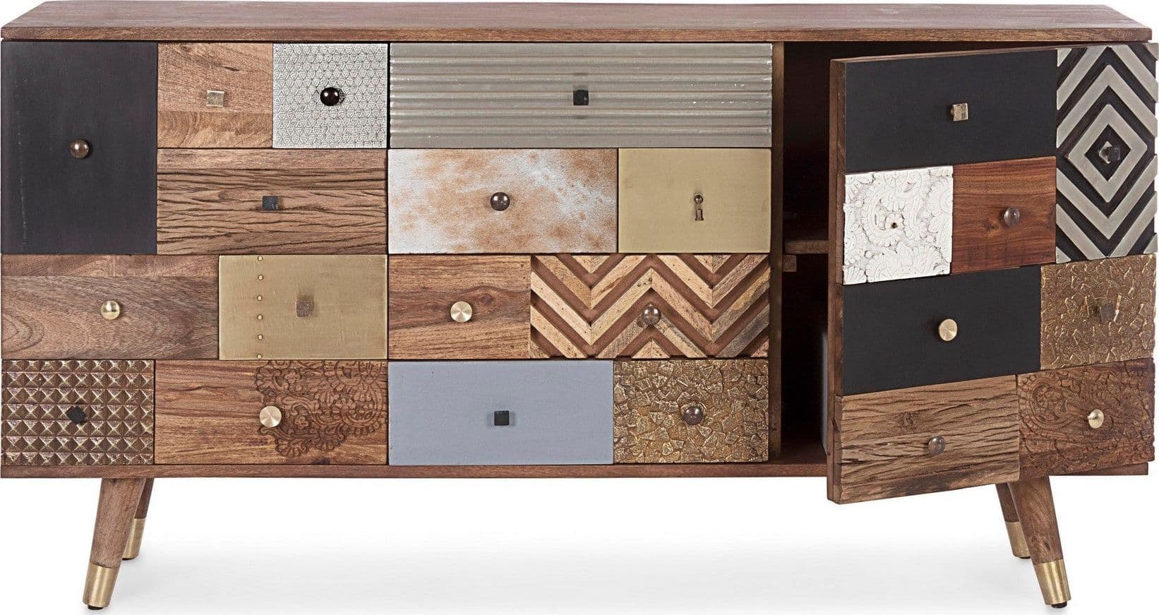 Credenza "Dhaval" con struttura in legno di mango, mobile in stile moderno in Credenze Decor Space - Altamura, commercioVirtuoso.it
