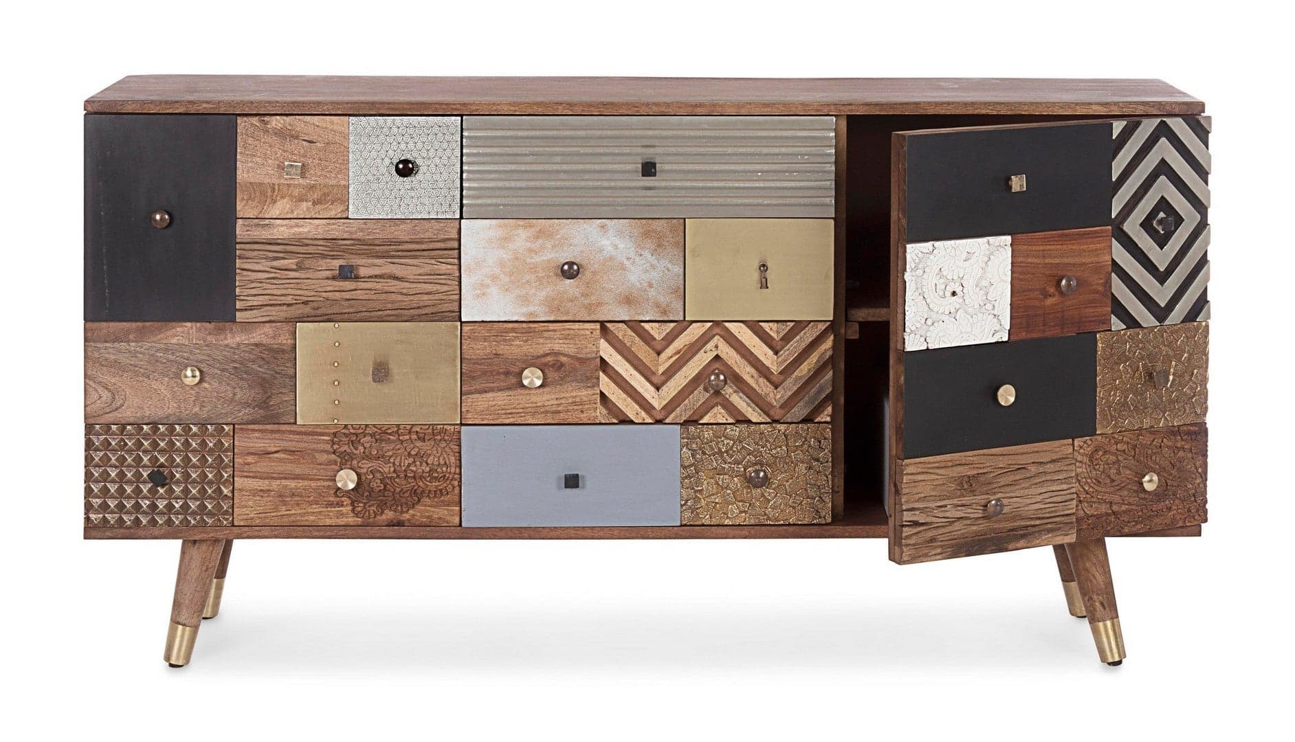 Credenza "Dhaval" con struttura in legno di mango, mobile in stile moderno in Credenze Decor Space - Altamura, commercioVirtuoso.it