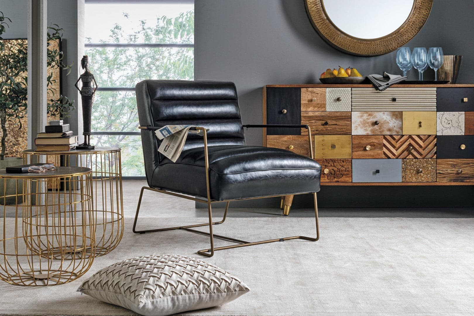 Credenza "Dhaval" con struttura in legno di mango, mobile in stile moderno in Credenze Decor Space - Altamura, commercioVirtuoso.it