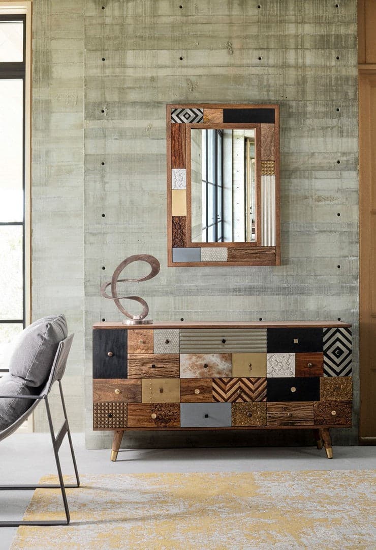 Credenza "Dhaval" con struttura in legno di mango, mobile in stile moderno in Credenze Decor Space - Altamura, commercioVirtuoso.it