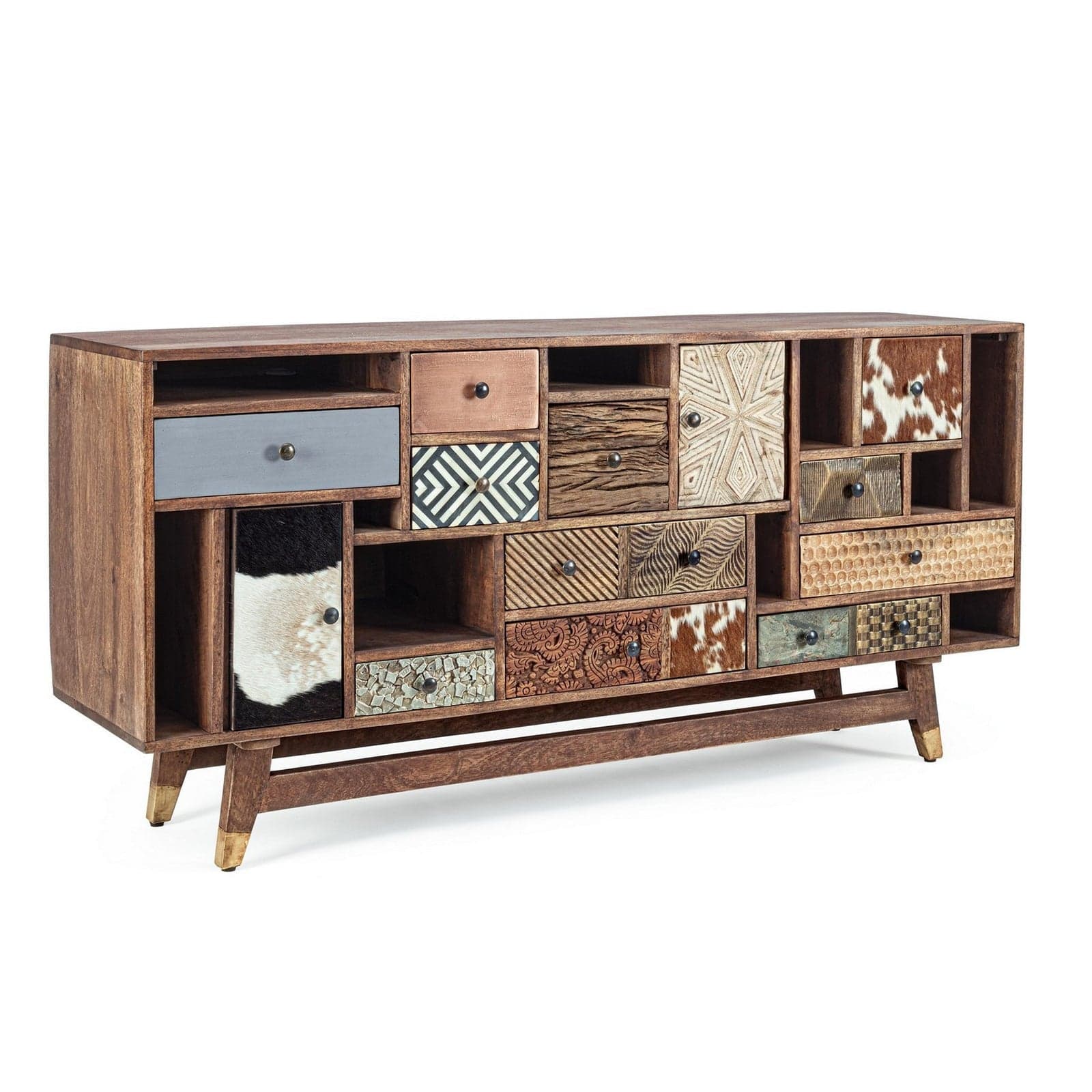 Credenza "Dhaval" con struttura in legno di mango, mobile in stile moderno in Credenze Decor Space - Altamura, commercioVirtuoso.it