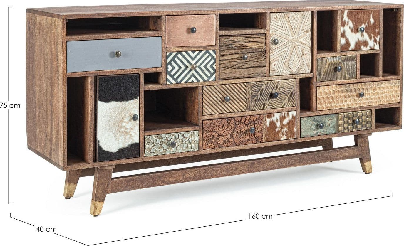 Credenza "Dhaval" con struttura in legno di mango, mobile in stile moderno in Credenze Decor Space - Altamura, commercioVirtuoso.it