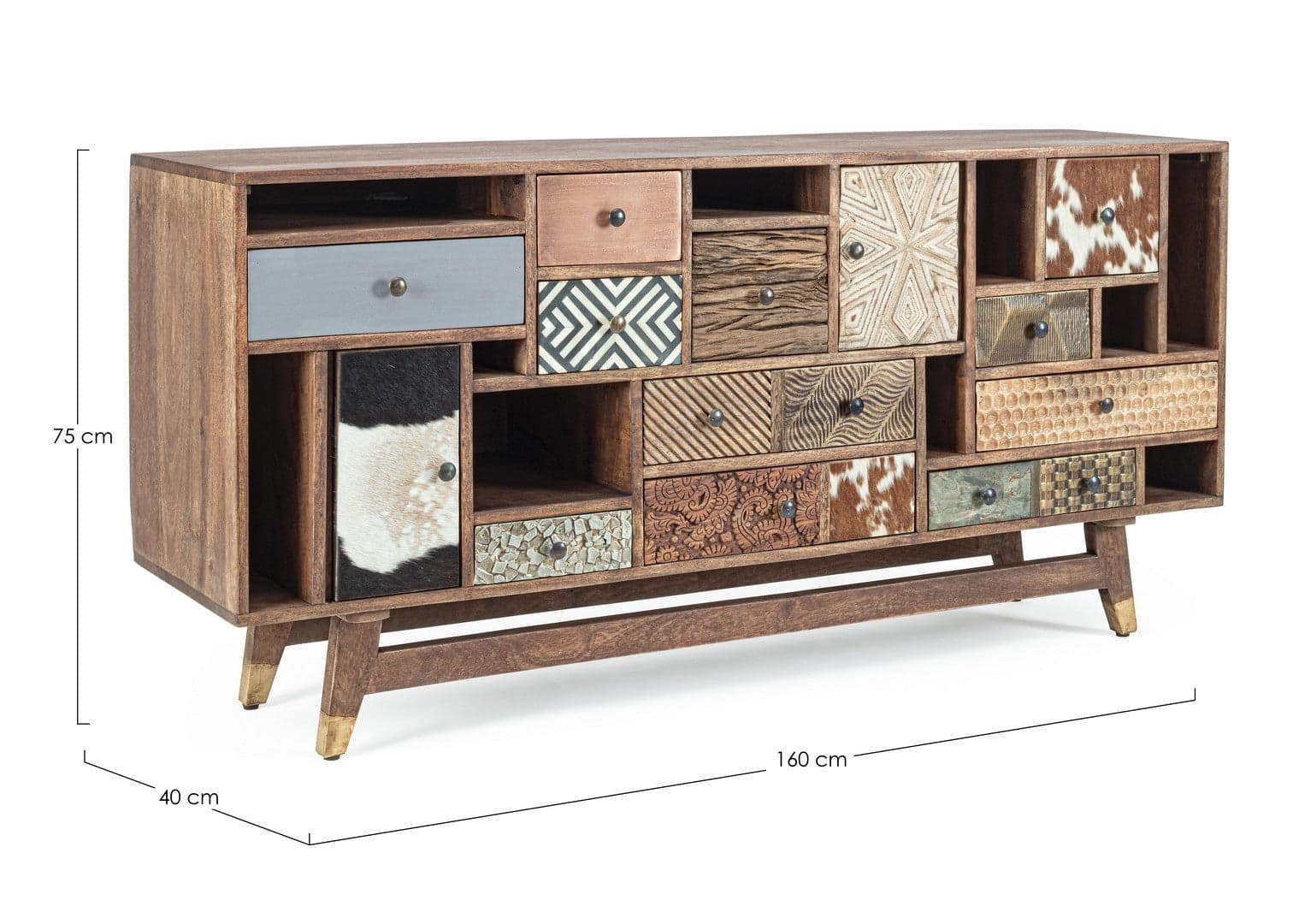 Credenza "Dhaval" con struttura in legno di mango, mobile in stile moderno in Credenze Decor Space - Altamura, commercioVirtuoso.it