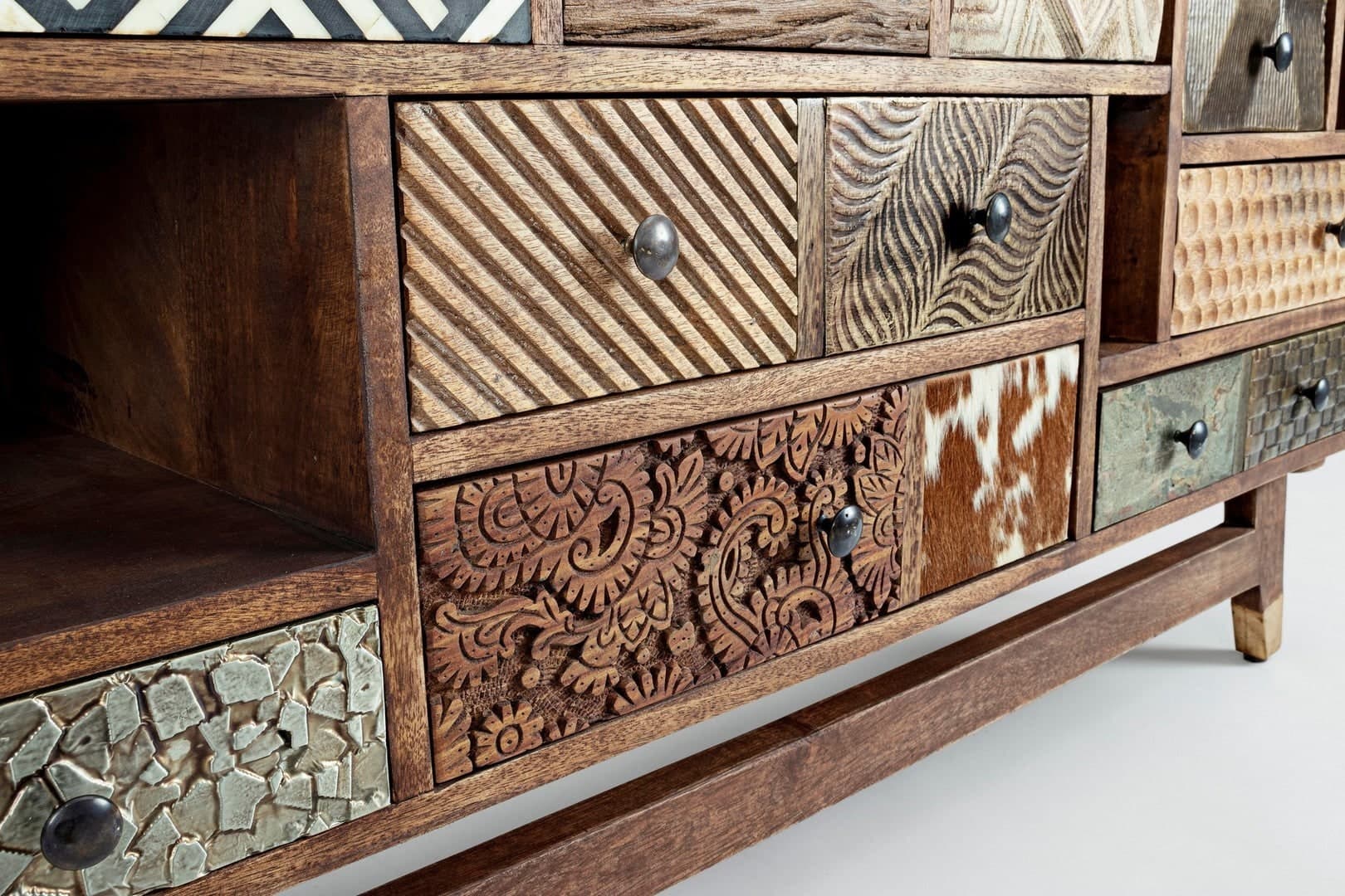 Credenza "Dhaval" con struttura in legno di mango, mobile in stile moderno - 22