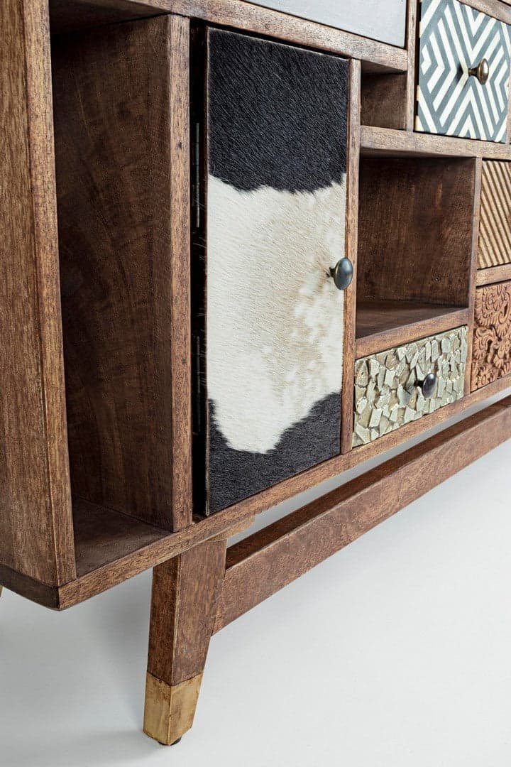 Credenza "Dhaval" con struttura in legno di mango, mobile in stile moderno - 24