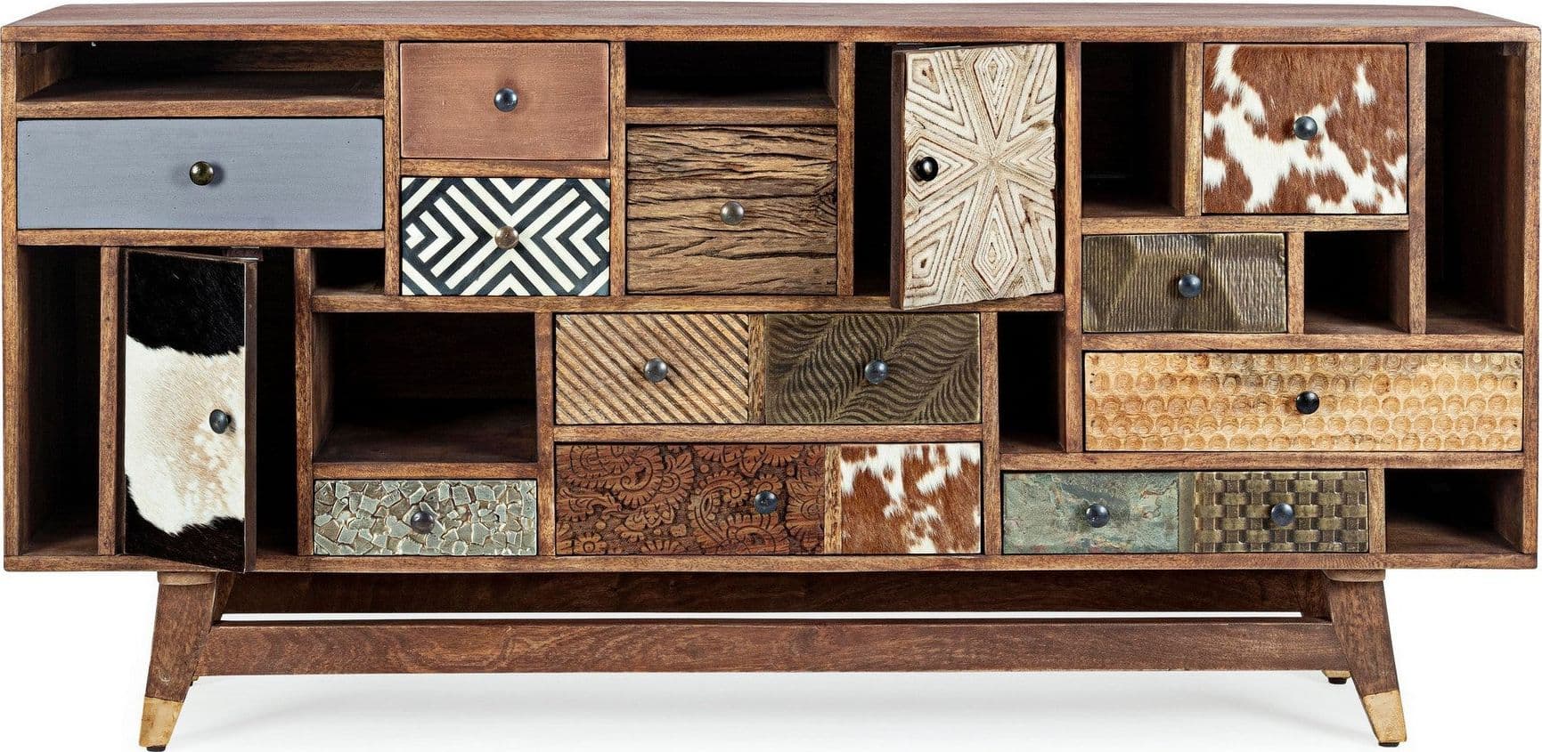 Credenza "Dhaval" con struttura in legno di mango, mobile in stile moderno - 27