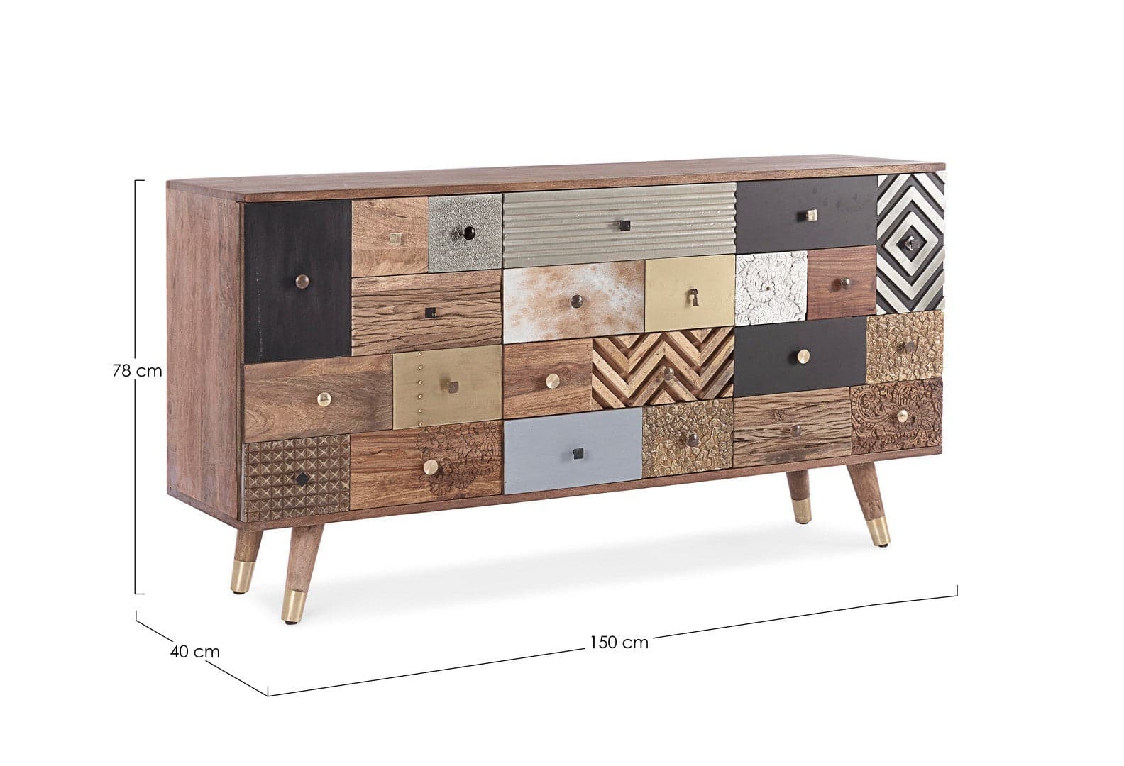 Credenza "Dhaval" con struttura in legno di mango, mobile in stile moderno in Credenze Decor Space - Altamura, commercioVirtuoso.it