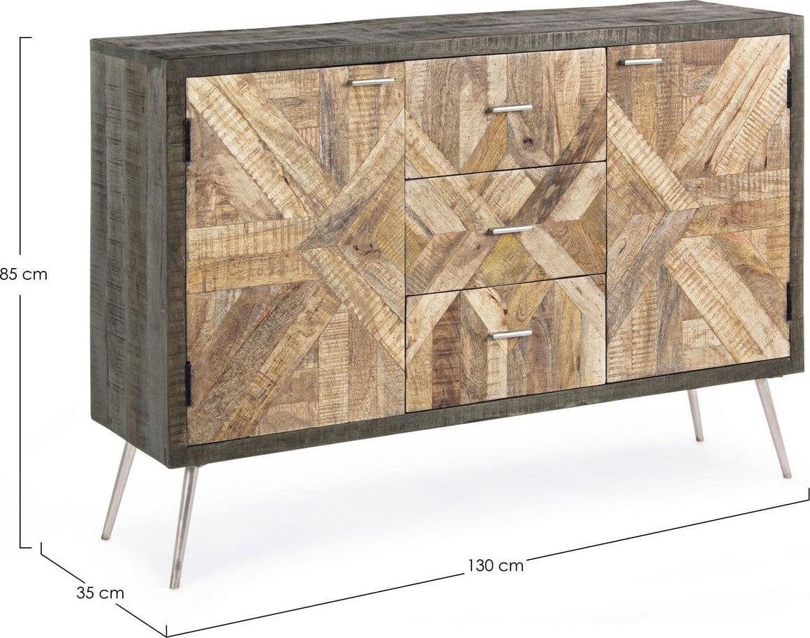 Credenza "Norwood" con struttura in legno di mango, mobile in stile industriale in Credenze Decor Space - Altamura, commercioVirtuoso.it