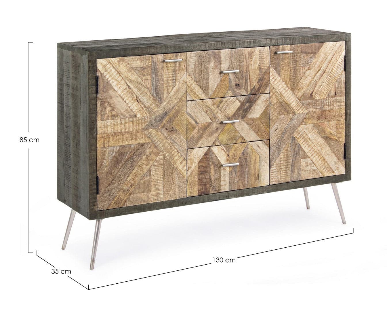 Credenza "Norwood" con struttura in legno di mango, mobile in stile industriale in Credenze Decor Space - Altamura, commercioVirtuoso.it