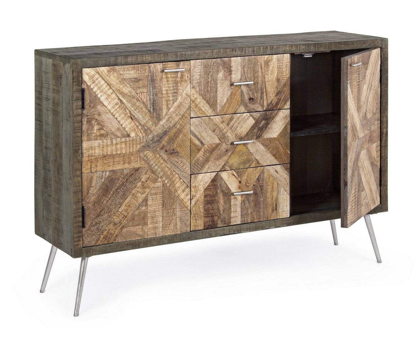 Credenza "Norwood" con struttura in legno di mango, mobile in stile industriale in Credenze Decor Space - Altamura, commercioVirtuoso.it