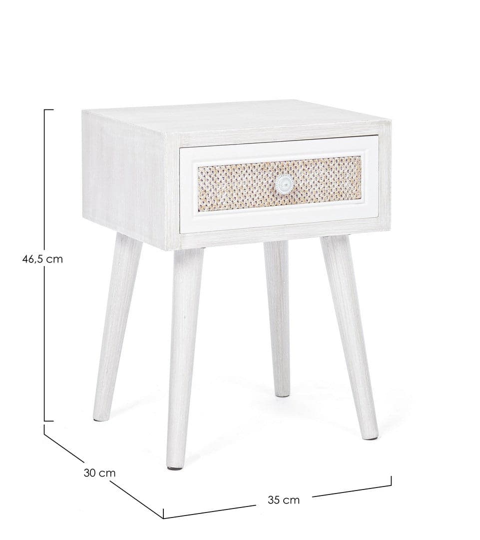 Comodino "Montiel" per camera, struttura in Mdf, Pomelli In Metallo in Comodini Decor Space - Altamura, commercioVirtuoso.it