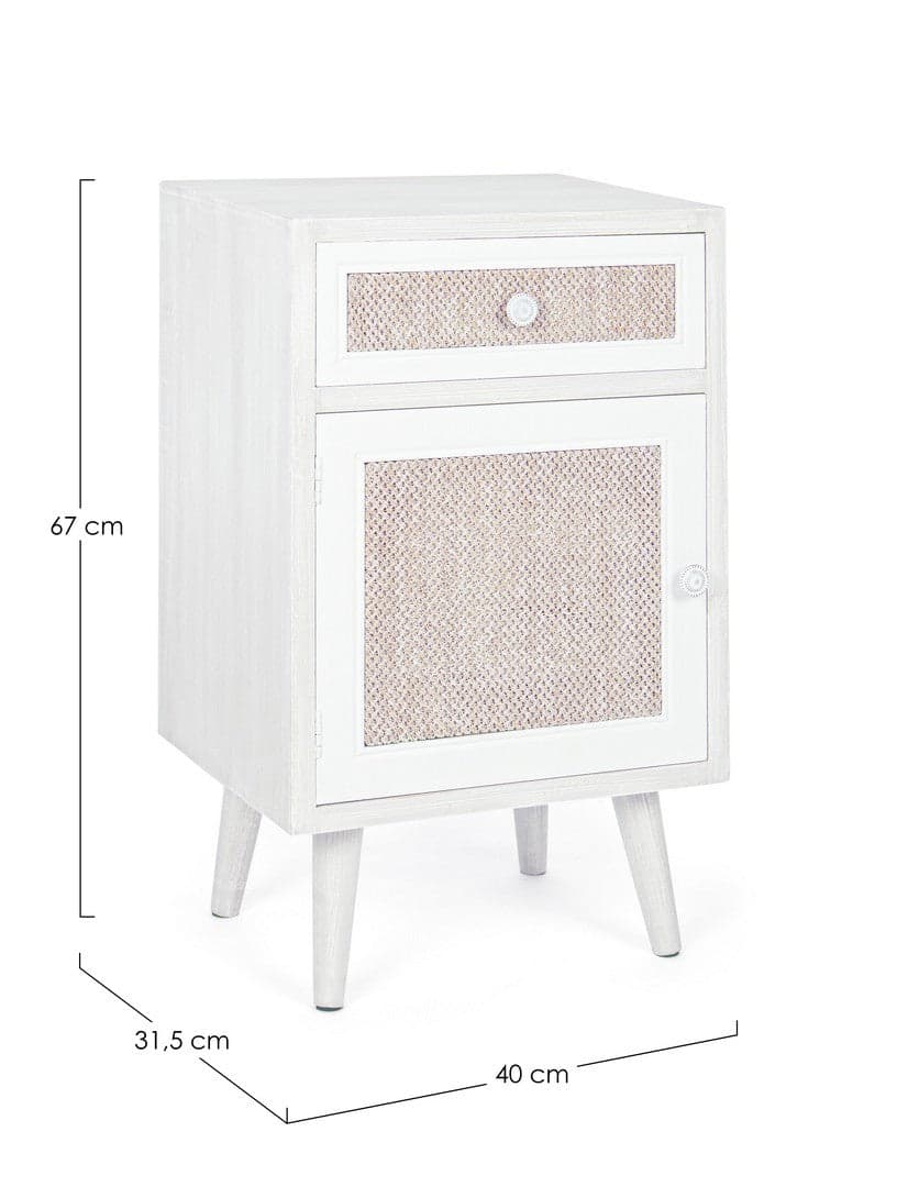 Comodino "Montiel" per camera, struttura in Mdf, Pomelli In Metallo in Comodini Decor Space - Altamura, commercioVirtuoso.it