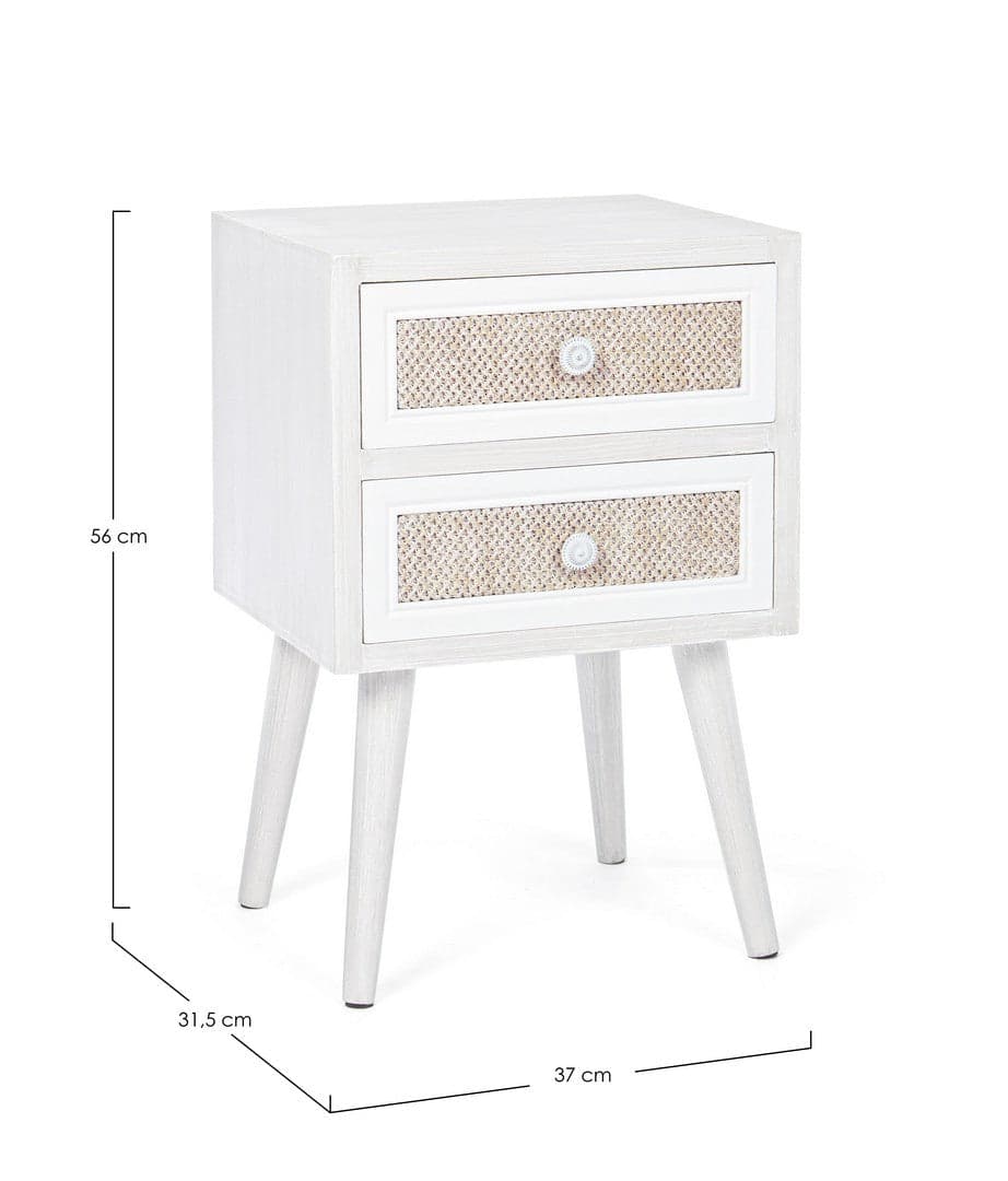 Comodino "Montiel" per camera, struttura in Mdf, Pomelli In Metallo in Comodini Decor Space - Altamura, commercioVirtuoso.it