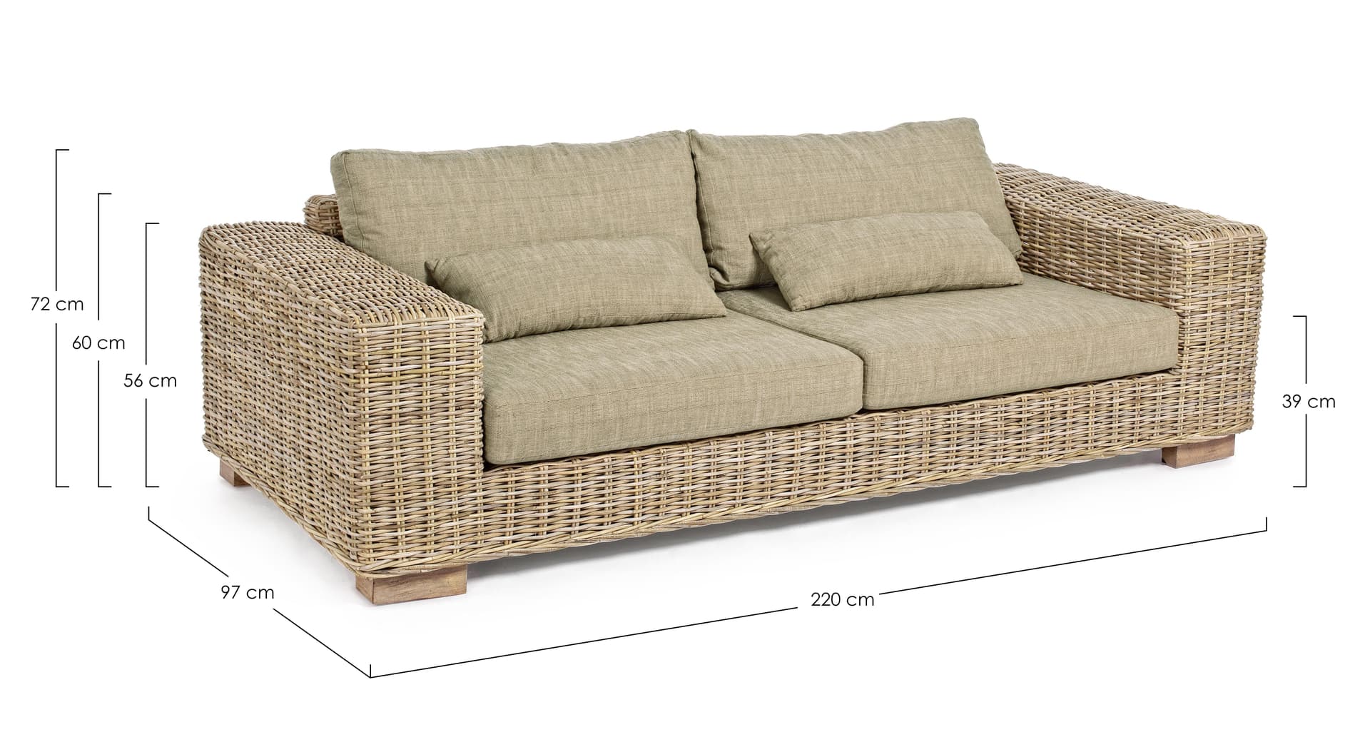 Divano in legno con cuscino "Leandro" in Set di mobili Decor Space - Altamura, commercioVirtuoso.it