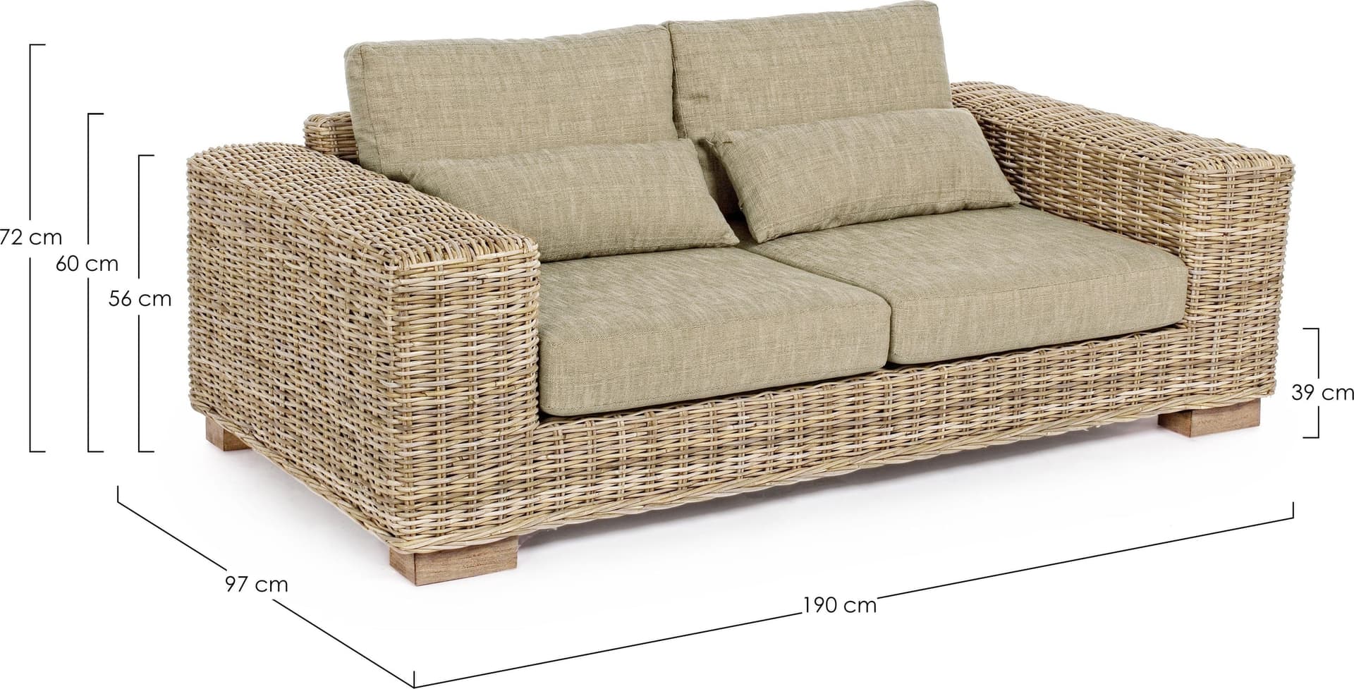 Divano in legno con cuscino "Leandro" in Set di mobili Decor Space - Altamura, commercioVirtuoso.it