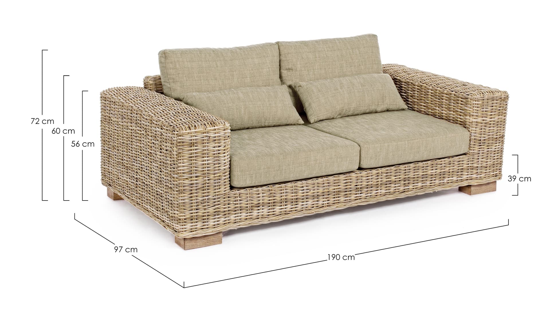 Divano in legno con cuscino "Leandro" in Set di mobili Decor Space - Altamura, commercioVirtuoso.it