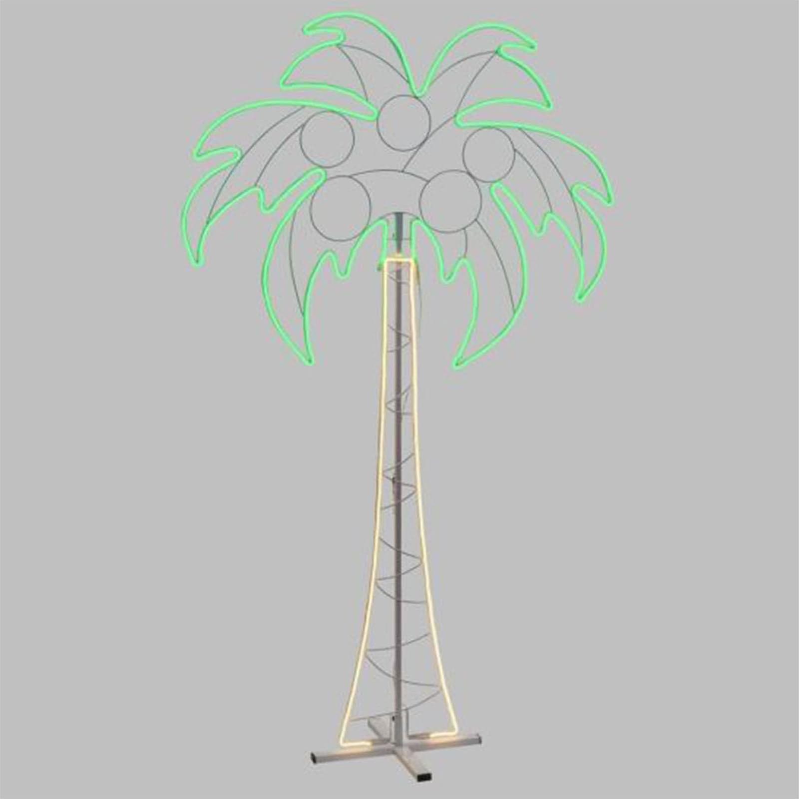 FIGURA LUMINOSA PALMA A LED EFFETTO NEON H 200 CM BIFACCIALE DA GIARDINO