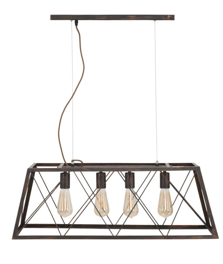 Lampada "Industry" struttura in metallo con 4 luci per interni in Applique Decor Space - Altamura, commercioVirtuoso.it