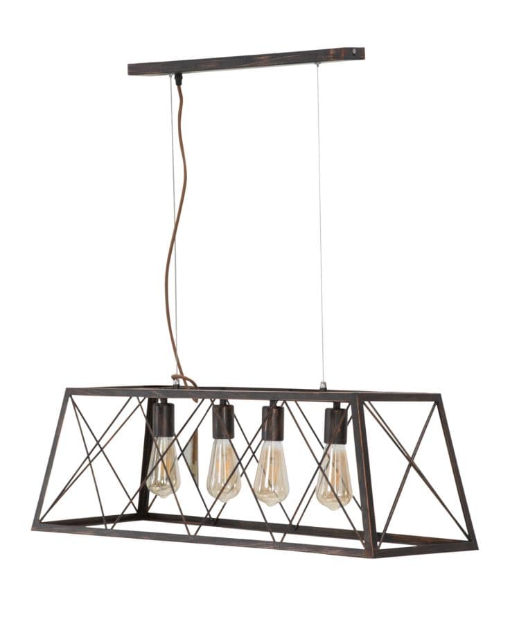 Lampada "Industry" struttura in metallo con 4 luci per interni in Applique Decor Space - Altamura, commercioVirtuoso.it