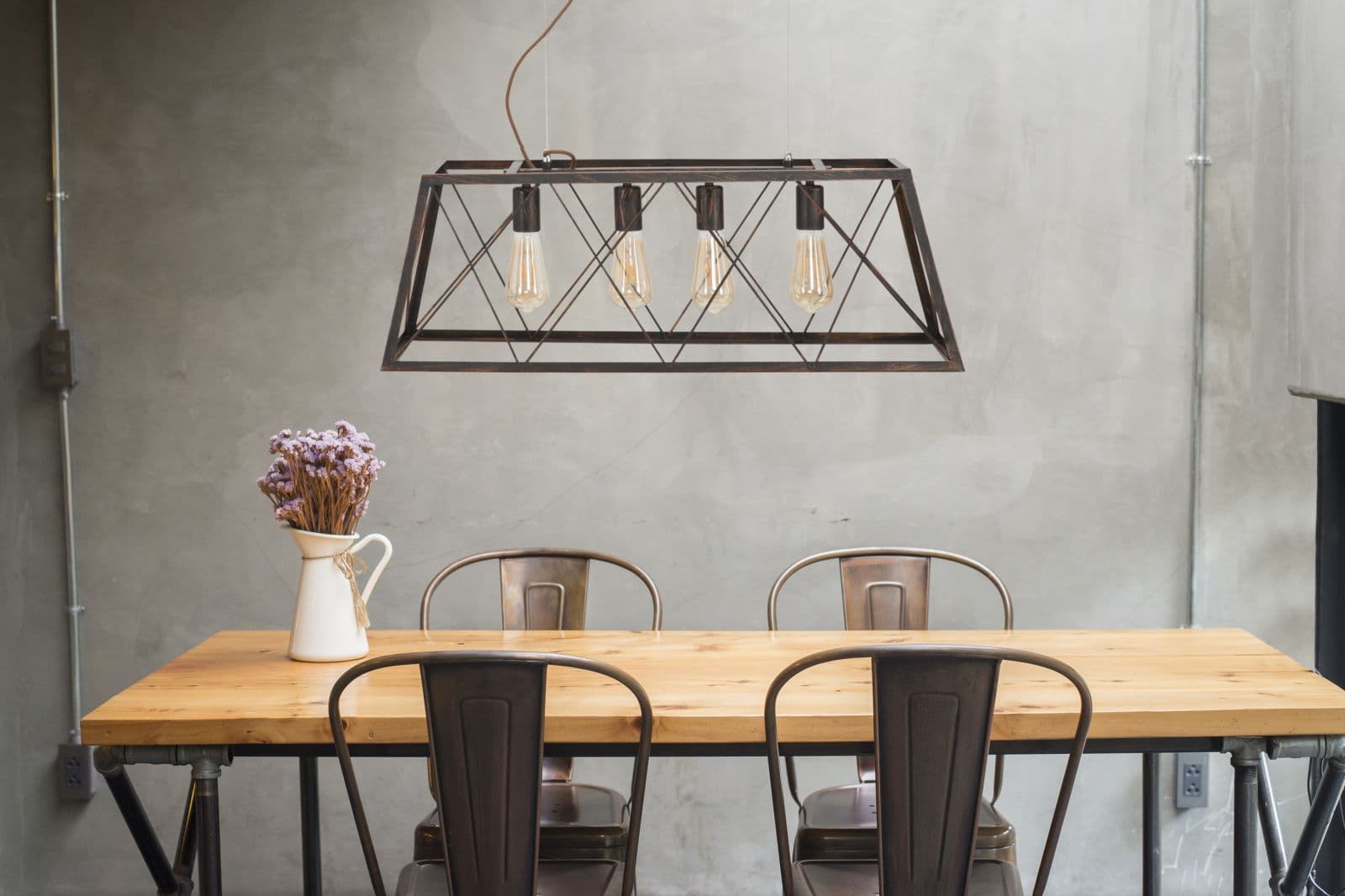 Lampada "Industry" struttura in metallo con 4 luci per interni in Applique Decor Space - Altamura, commercioVirtuoso.it