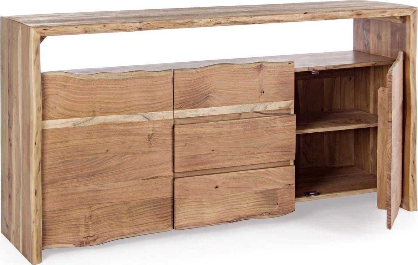 Credenza "Eneas", 2 ante e 3 cassetti, struttura in legno di acacia, 160 cm in Credenze Decor Space - Altamura, commercioVirtuoso.it