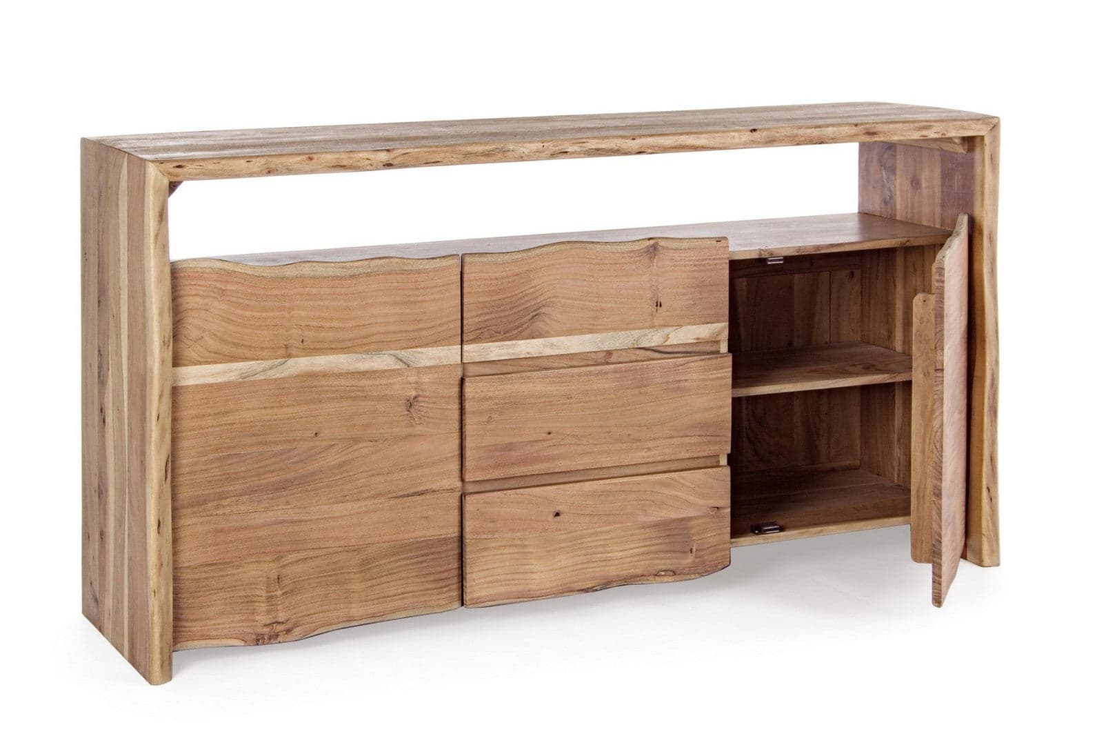 Credenza "Eneas", 2 ante e 3 cassetti, struttura in legno di acacia, 160 cm in Credenze Decor Space - Altamura, commercioVirtuoso.it