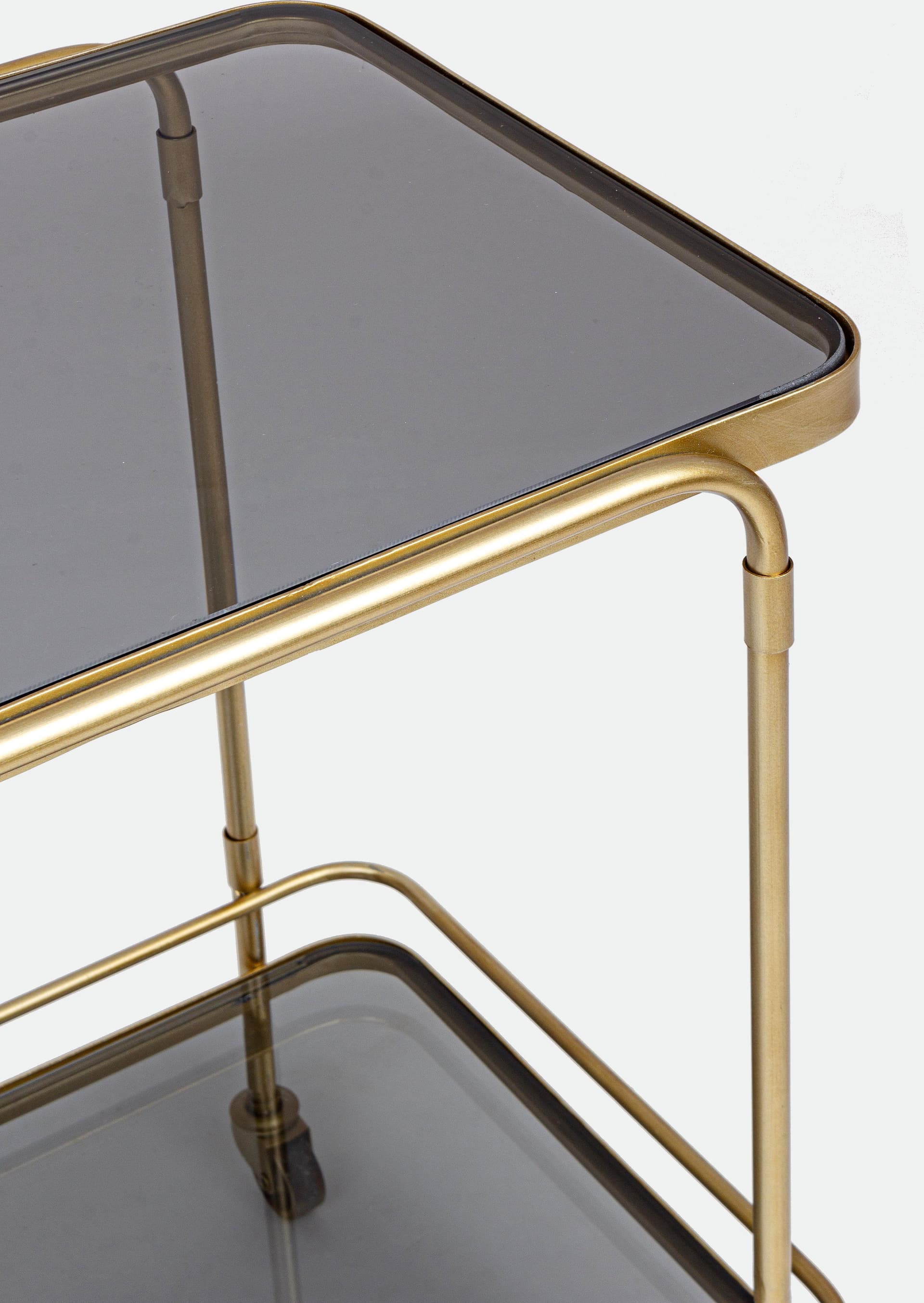 Carrello "Orabel" in acciaio piani in vetro temperato h 72 cm in Carrelli da portata Decor Space - Altamura, commercioVirtuoso.it