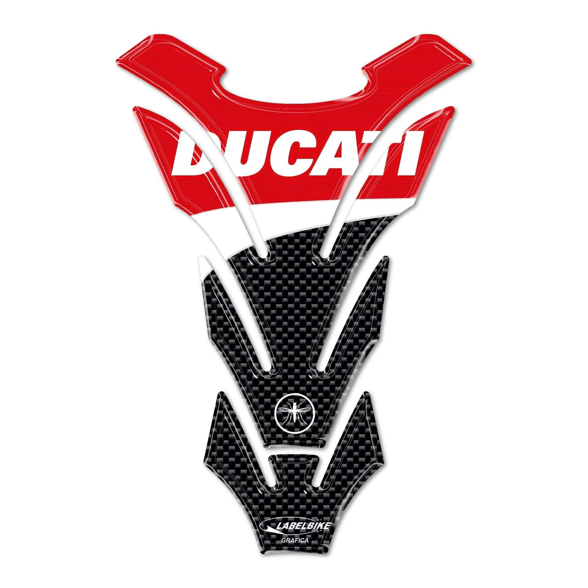 PARASERBATOIO ADESIVI Serbatoio in RESINA CARBONIO- ROSSO per MOTO DUCATI -CORSE - 3