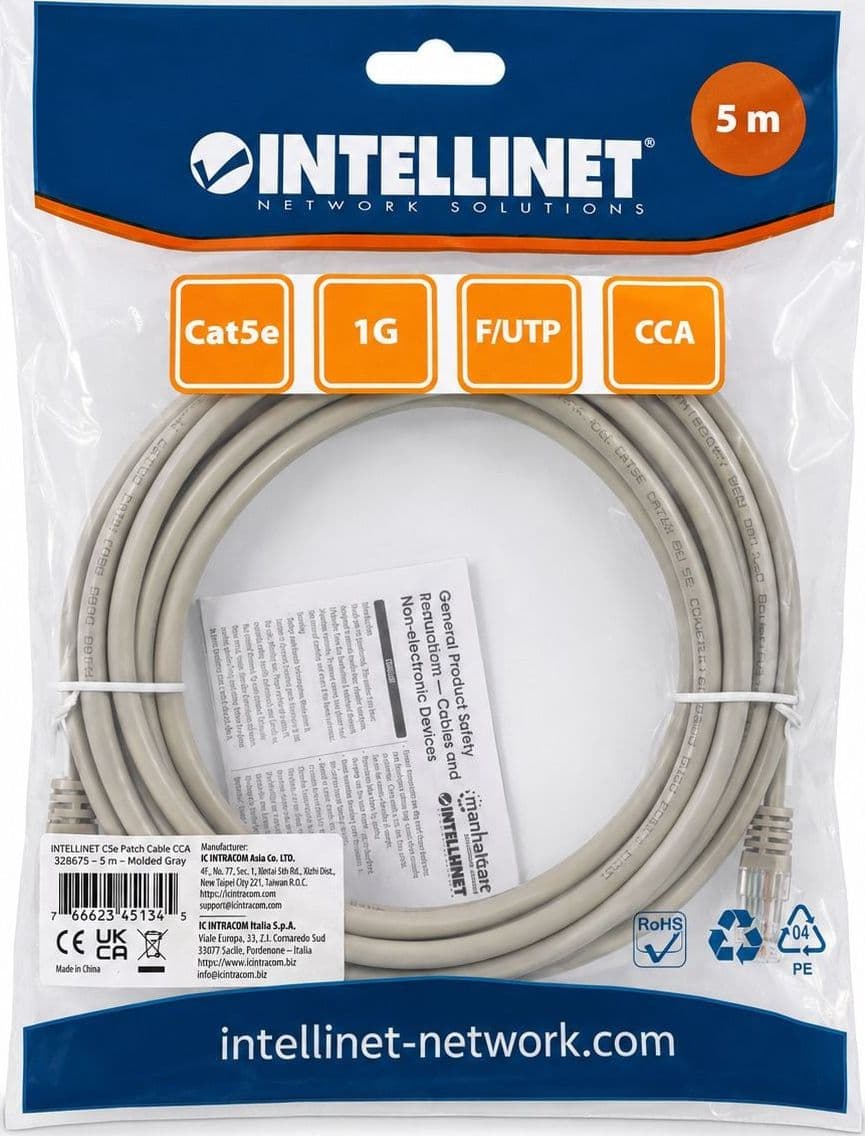 Cavo di Rete Patch in CCA Cat.5E Schermato F/UTP 5 metri Grigio - 7