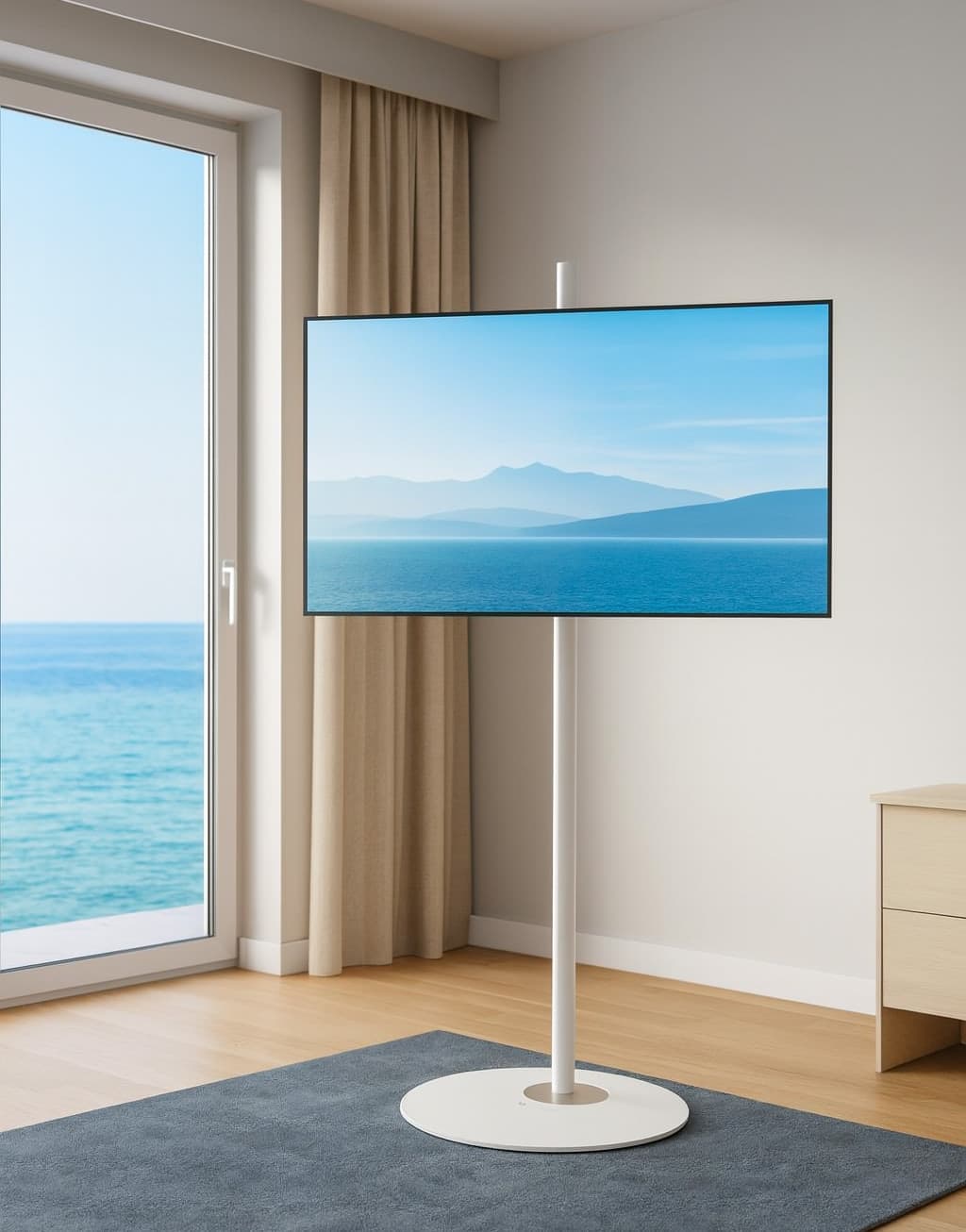 Stand da Pavimento TV/LED LCD 42''-65'' con Base Ovale Bianco - 16
