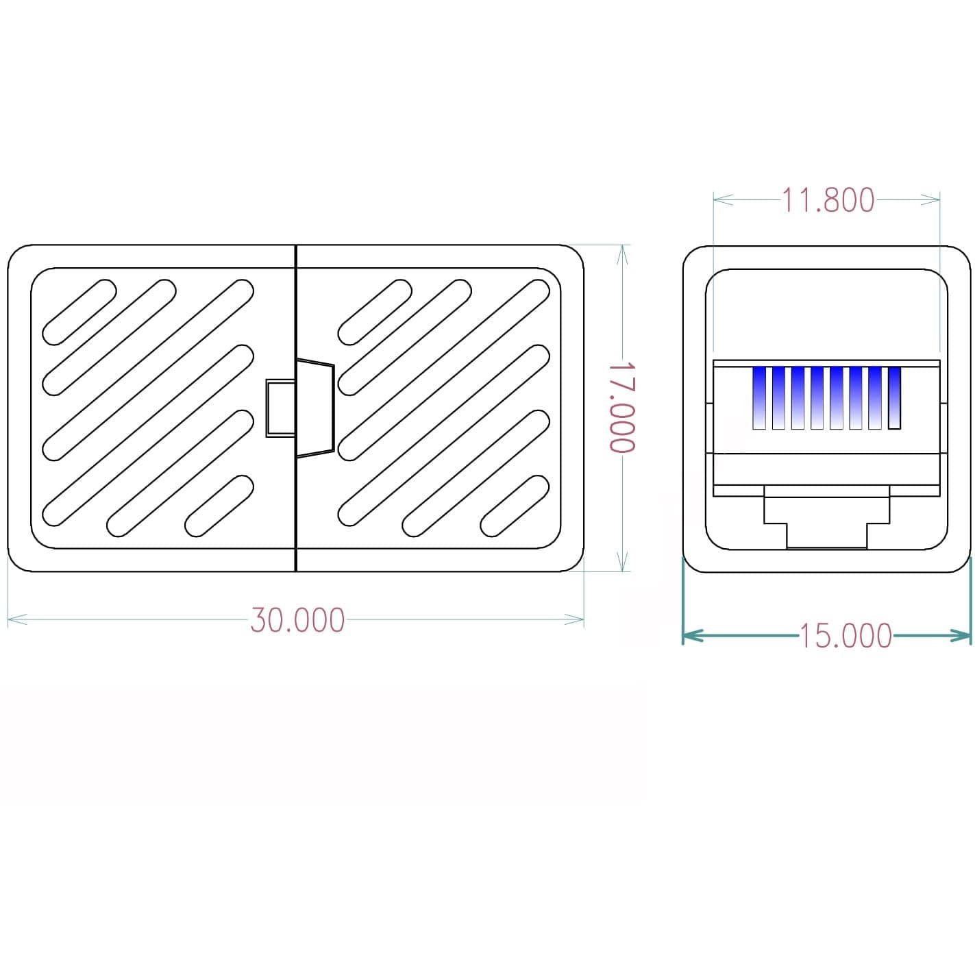 Accoppiatore Modulare Cat.6A RJ45 F/F UTP Bianco - 12
