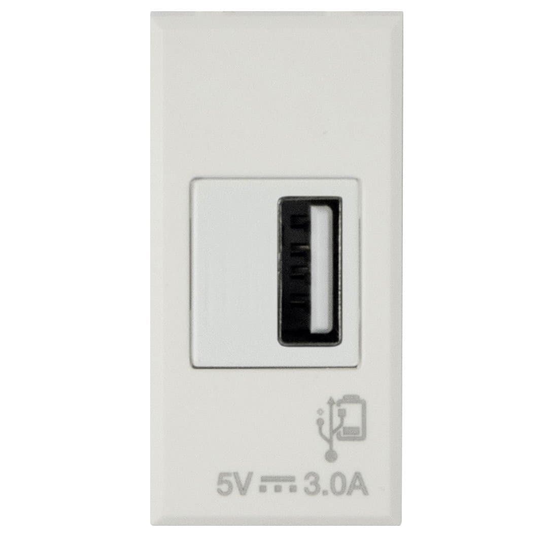 WHITEK S44 Caricatore USB-A 3A 240V 1 Modulo Bianco Opaco, 446082USB3A - 2