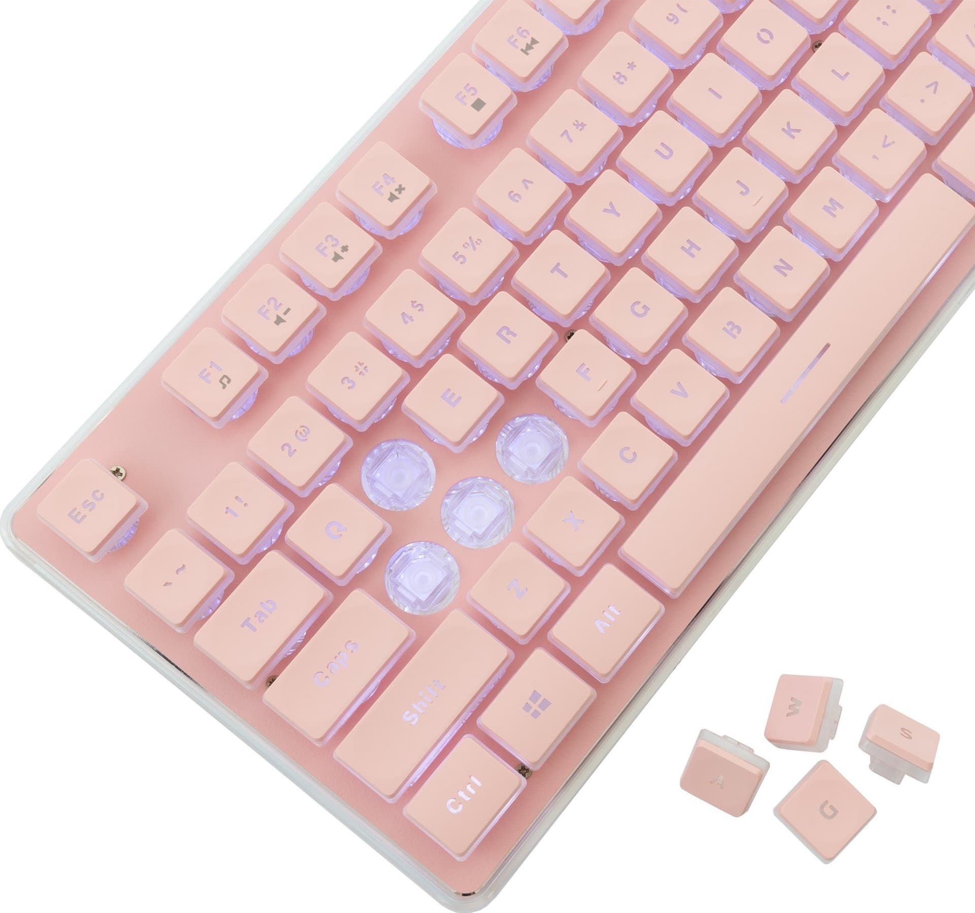 Tastiera Gaming USB 104 Tasti con Retroilluminazione LED Rosa - 9