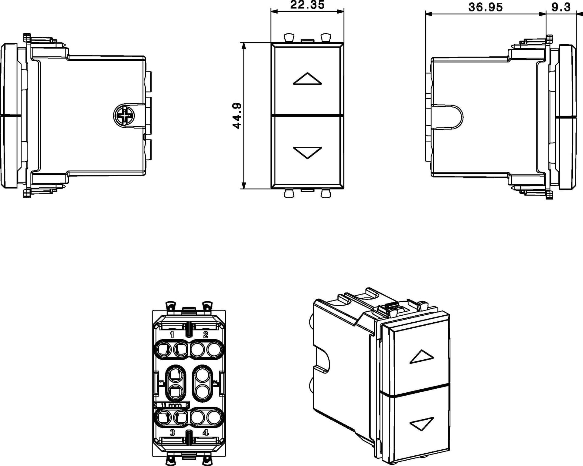 WHITEK S44 Commutatore Stabile 1P 10AX 250V 1 Modulo Bianco Opaco - 7